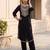 Black printed cotton kurta trouser set