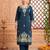 Navy blue printed cotton kurta trouser set