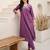 Lavender embroidered cotton kurta trouser set
