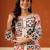 Off white printed cotton kurta trouser set