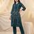 Teal printed cotton kurta trouser set