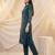 Teal printed cotton kurta trouser set