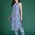 Blue printed cotton kurta trouser set