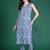 Blue printed cotton kurta trouser set