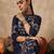 Navy blue printed cotton kurta trouser set