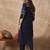 Navy blue printed cotton kurta trouser set