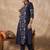 Navy blue printed cotton kurta trouser set