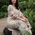 White printed cotton kurta trouser set