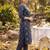 Navy blue printed cotton kurta trouser set