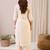 White printed cotton kurta trouser set