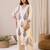 White printed cotton kurta trouser set