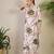 White printed cotton kurta trouser set