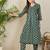 Blue printed cotton kurta trouser set