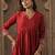 Red printed liva kurta trouser set
