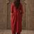 Red printed liva kurta trouser set