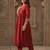 Red printed liva kurta trouser set