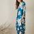 Blue printed viscose rayon kurta trouser set