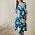 Blue printed viscose rayon kurta trouser set