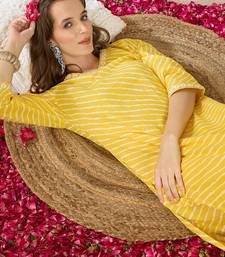 Yellow printed cotton kurta trouser set