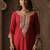 Red embroidered liva kurta trouser set