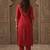 Red embroidered liva kurta trouser set