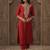 Red embroidered liva kurta trouser set