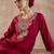 Red embroidered silk kurta trouser set