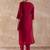 Red embroidered silk kurta trouser set