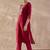 Red embroidered silk kurta trouser set