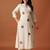 Off white printed cotton kurta trouser set