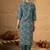 Blue embroidered cotton kurta trouser set