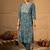 Blue embroidered cotton kurta trouser set