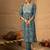 Blue embroidered cotton kurta trouser set