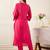 Pink embroidered viscose rayon kurta trouser set