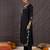 Black embroidered cotton kurta trouser set
