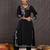 Black embroidered cotton kurta trouser set