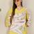 Yellow printed cotton kurta trouser set