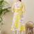 Yellow printed cotton kurta trouser set
