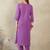 Purple embroidered cotton kurta trouser set
