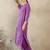 Purple embroidered cotton kurta trouser set
