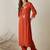 Orange embroidered viscose rayon kurta trouser set
