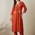 Orange embroidered viscose rayon kurta trouser set