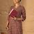 Red printed cotton kurta trouser set