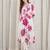 White printed viscose rayon kurta trouser set