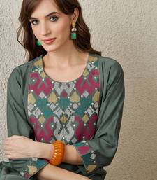 Grey embroidered silk kurta trouser set