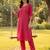 Pink embroidered viscose rayon kurta trouser set