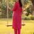 Pink embroidered viscose rayon kurta trouser set