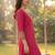 Pink embroidered viscose rayon kurta trouser set