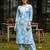 Blue printed cotton kurta trouser set