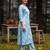 Blue printed cotton kurta trouser set